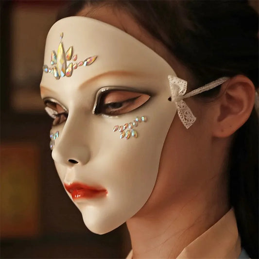 Purilite Select Chinese Style Princess Resin Mask with Diamond Detail Elegant Masquerade & Performance Wear