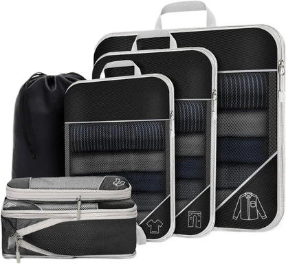 Purilite Select 6-Piece Travel Packing Cubes Set with Shoe Bag, Lightweight Luggage Organizer Bags for Suitcase, Wardrobe & Travel Storage