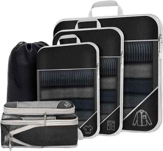 Purilite Select 6-Piece Travel Packing Cubes Set with Shoe Bag, Lightweight Luggage Organizer Bags for Suitcase, Wardrobe & Travel Storage