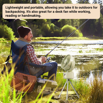 Purilite Select – 3600mAh Rechargeable Camping Fan with Tripod &amp; Auto Head-Shaking