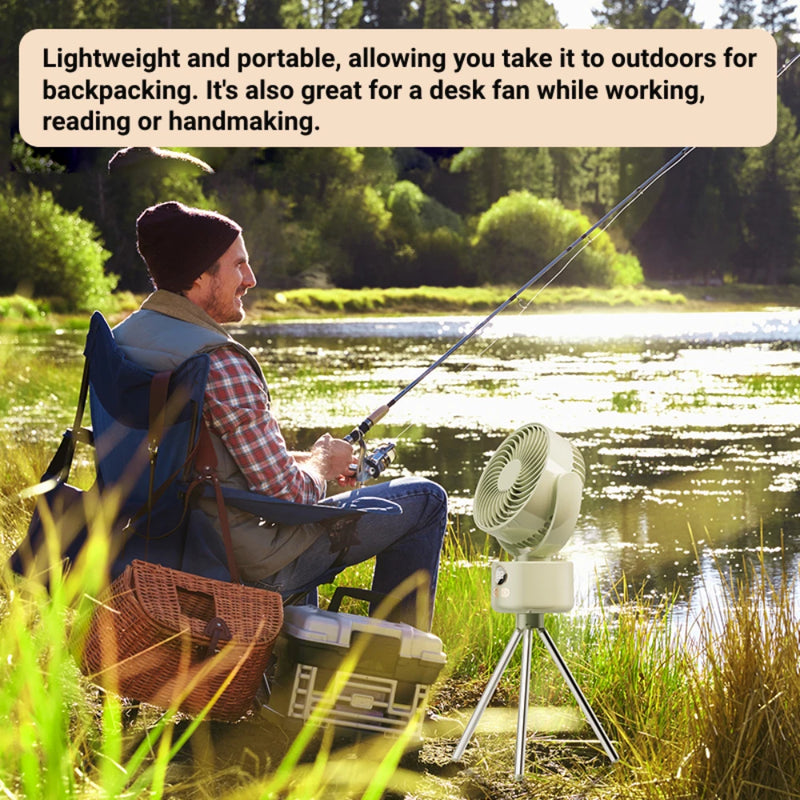 Purilite Select – 3600mAh Rechargeable Camping Fan with Tripod &amp; Auto Head-Shaking