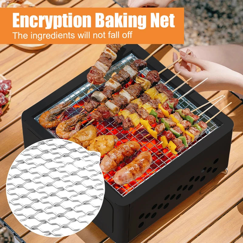 WESTTUNE Outdoor Charcoal Barbecue Grill Non-stick Barbecue Rack Heating Brazier Portable Household Grill Stove for Camping BBQ - PuriLite