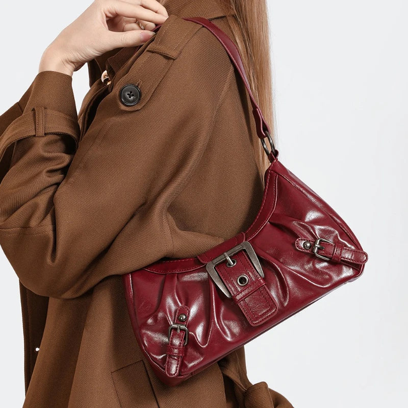 Purilite Select Y2K Retro Pleated Hobo Shoulder Bag
