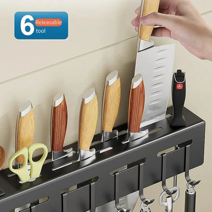 Wall Organizer Multi Purpose Kitchen Storage Rack for Utensils Pots Pans Hanging Space Saving No Drill Mount Heavy Duty