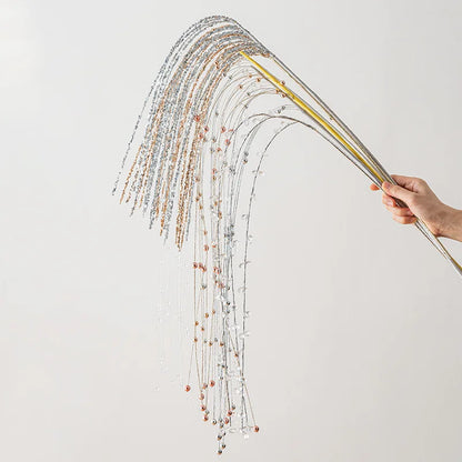 Purilite Select Sequin Glitter Christmas Party Branch Sticks – Elegant White Tassel Wheat Ears for Holiday Décor & Xmas Tree Ornaments