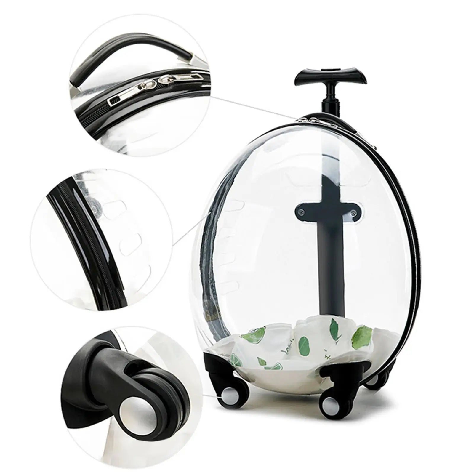 Purilite Select Transparent Pet Carrier Trolley Case – Rolling Cat Backpack Capsule for Travel, Walking & Outdoor Use - PuriLite