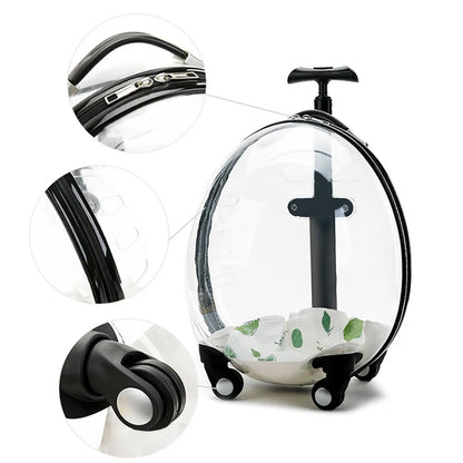 Purilite Select Transparent Pet Carrier Trolley Case – Rolling Cat Backpack Capsule for Travel, Walking & Outdoor Use - PuriLite