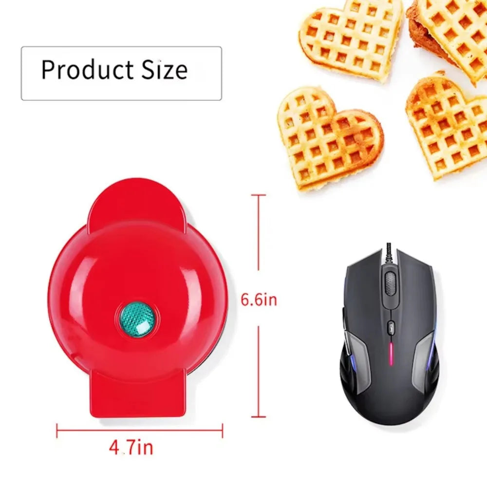 Purilite Select Mini Electric Waffle Maker 220V EU Plug – Heart Shaped Non-Stick Waffle Iron, Compact Breakfast Maker 400W - PuriLite