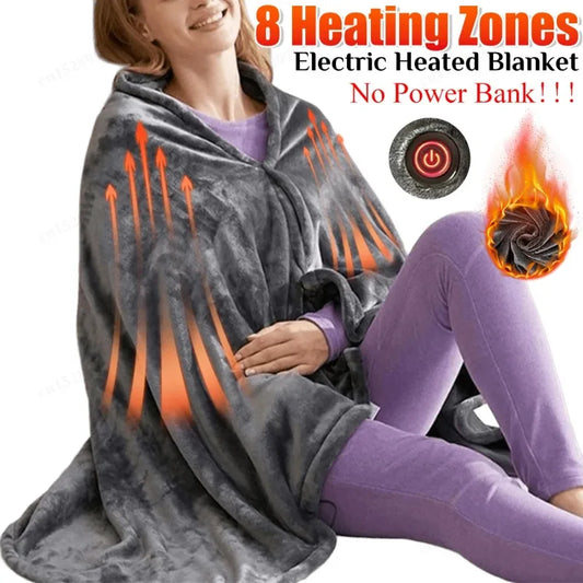 USB Electric Heated Blanket 9 Heated Areas Fast Heating Shawl 3 Heating Level Coral Fleece Heated Blanket Shawl for Outdoor Home