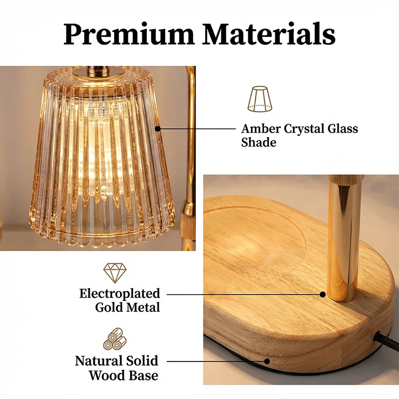 50WCandle Warmer Lamp with Timer Dimmable Candle Lamp Warmer Glass Candle Warmer Adjustable Candle Light Cozy Bedroom Home Decor - PuriLite