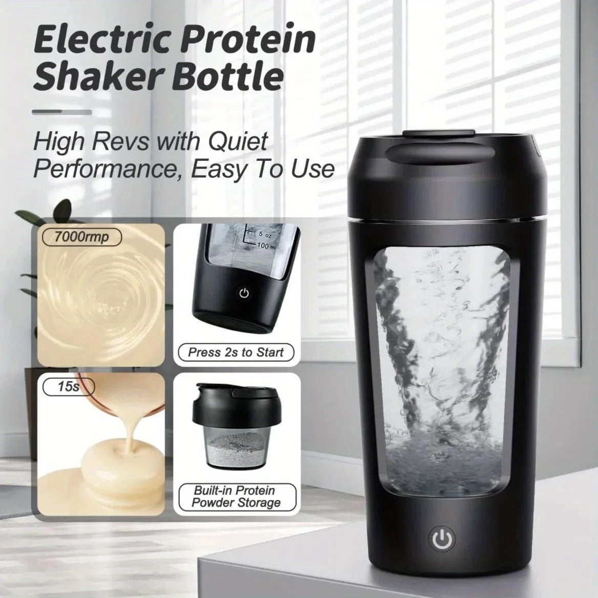 Purilite Select 500ml Electric Protein Shaker Bottle | Automatic Mixing Cup | USB Rechargeable Portable Blender Bottle - PuriLite