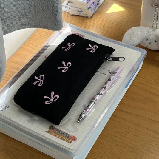 Purilite Select Black Bow Embroidery Pen & Cosmetic Bag
