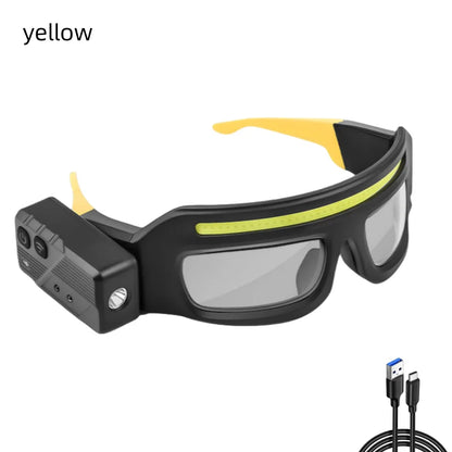 New XTE multifunctional glasses light with Type-C charging, warning headlamp, compact and portable, touch-sensitive headlamp