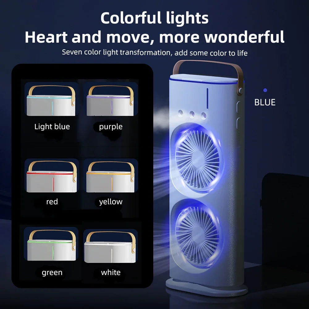 Purilite Select™ Dual‑Head USB Rechargeable Misting Tower Fan
