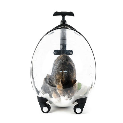 Purilite Select Transparent Pet Carrier Trolley Case – Rolling Cat Backpack Capsule for Travel, Walking & Outdoor Use - PuriLite