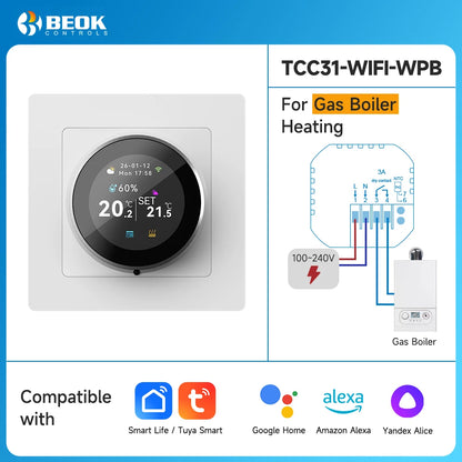 WiFi Smart Knob Thermostat For Water Gas Boiler Electric Heating Temperature Controller Works With Tuya Alexa Google Home