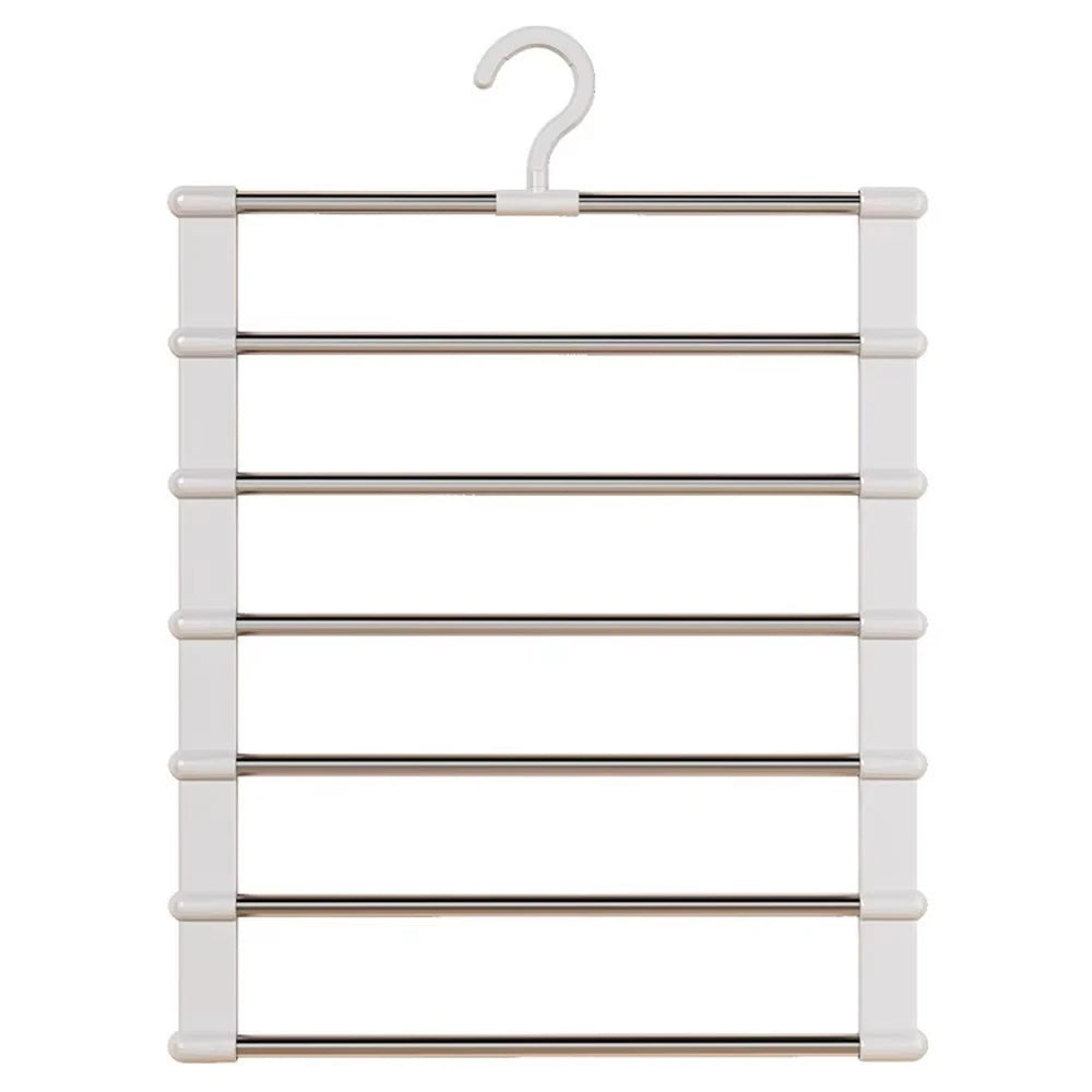 Purilite Select Multi-Layer Pants Hanger Space Saving Closet Organizer Foldable Trousers Rack with Non Slip Clips for Wardrobe Storage