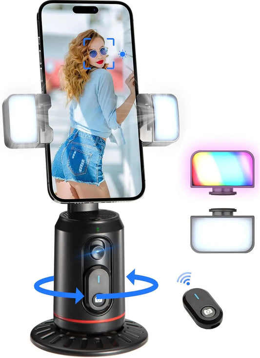 Purilite Select 360° Auto Tracking Phone Gimbal Stabilizer Monopod with Remote Control, Smart Face Tracking, Desktop Vlog Stand for Live Streaming & Video Recording