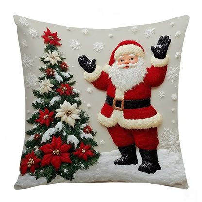 Purilite Select 45x45cm Christmas Pillow Cover – Elk, Santa Claus, Snowman & Xmas Tree Design | Festive Home Décor for Christmas 2025 & New Year 2026