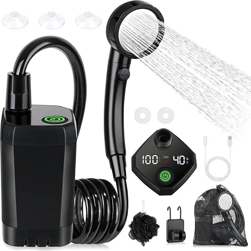 Purilite Select Portable Camping Shower | 6000mAh Rechargeable Electric Outdoor Shower with LED Display