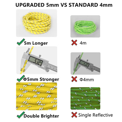 Purilite Select Reflective Paracord Rope | 5M x 5mm Heavy-Duty Camping Tent Guy Line for Tarp, Canopy, Hiking, Survival, Outdoor Emergency and Utility Use