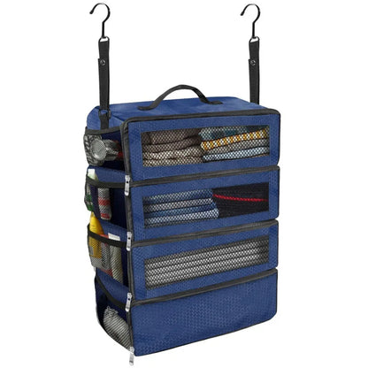 Purilite Select Hanging Suitcase Organizer, High-Capacity Collapsible Travel Packing Cube with Shelves for Clothes, Toiletries & Luggage Storage