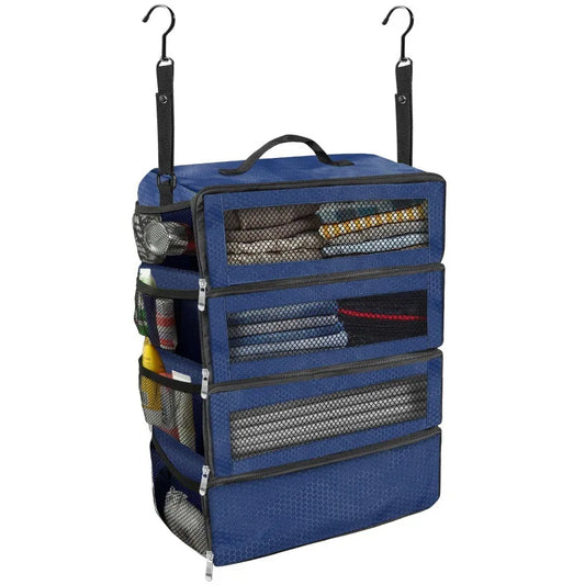 Purilite Select Hanging Suitcase Organizer, High-Capacity Collapsible Travel Packing Cube with Shelves for Clothes, Toiletries & Luggage Storage