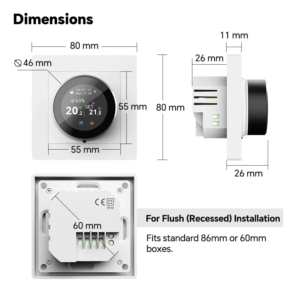 WiFi Smart Knob Thermostat For Water Gas Boiler Electric Heating Temperature Controller Works With Tuya Alexa Google Home