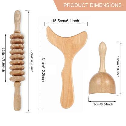 Purilite Select Wooden Massage Roller Tool Set