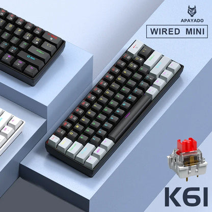 Purilite Select K61 Mini Wired Mechanical Keyboard – 60% Layout, RGB Backlit, Hot-Swappable