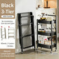 Purilite Select Foldable 3-Tier Storage Cart Carbon Steel Rolling Organizer Rack with Wheels for Kitchen Bedroom and Home - PuriLite