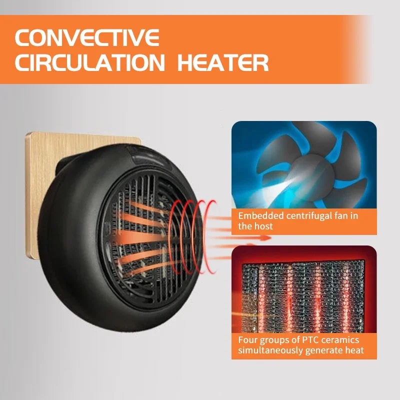 Desk Heater Electric Heater Wall-mounted Home Quiet Remote Quick Heating Thermostat Portable Home Heater Indoor Office Heating