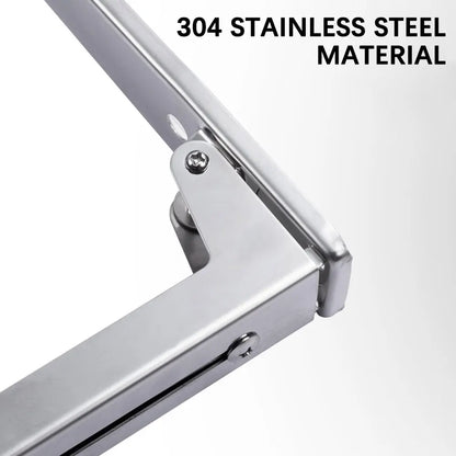 Purilite Select Folding Wall Mounted Microwave Oven Rack Stainless Steel Kitchen Appliance Storage Shelf Space Saving Bracket