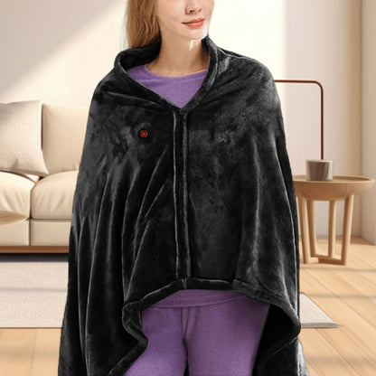 USB Electric Heating Blanket 3 Heating Level Wearable Heated Poncho Throw Blanket 9 Heated Areas Body Warmer  Blanket or Office