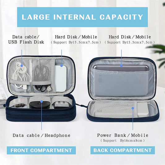 Purilite Select Waterproof Double‑Layer Travel Organizer Bag — Electronics Accessories Storage for Cables, Power Bank & Hard Disk - PuriLite