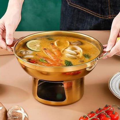 Durable 20/22cm Hot Pot Stainless Steel Thickened Stove Double Ears Cooking Kitchen Cookware Household - PuriLite