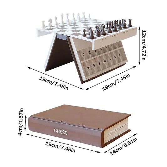 Purilite Select 3D Printed Chess Book Set | Magnetic Folding Chess Board Game | Portable Travel Chess with Storage | Compact Book Design Strategy Game