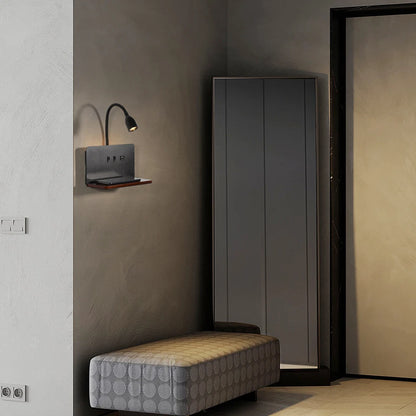 Purilite Select LED Wall Lamp – Indoor LED Lamp – 360° Rotatable Wall Light with USB Port & Wireless Charging – Modern Bedside Night Light with Switch