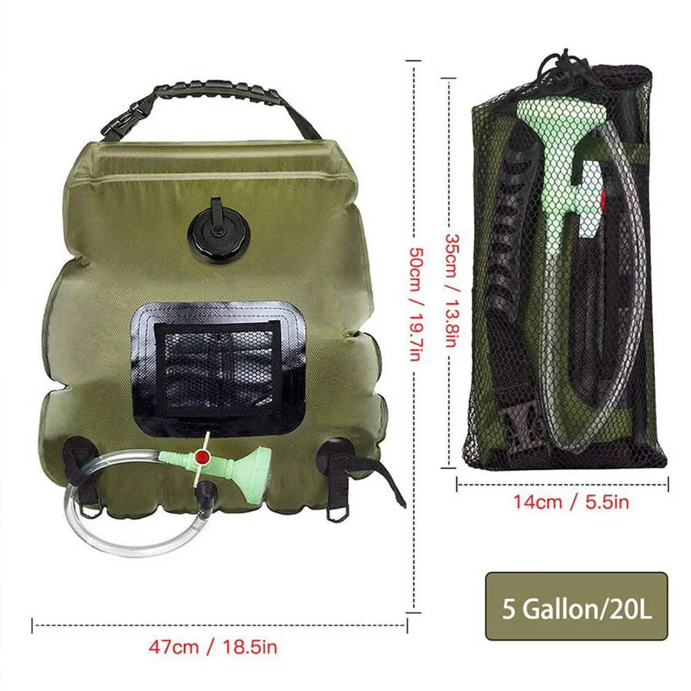 Purilite Select Solar Shower Bag 20L | Portable Outdoor Solar Heated Camping Shower