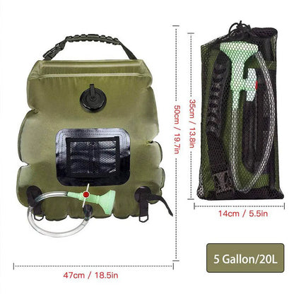 Purilite Select Solar Shower Bag 20L | Portable Outdoor Solar Heated Camping Shower