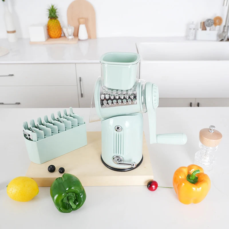 Purilite Select 5-Blade Manual Rotary Vegetable and Fruit Grater Cheese Nut Cutter Multifunctional Kitchen Tool - PuriLite