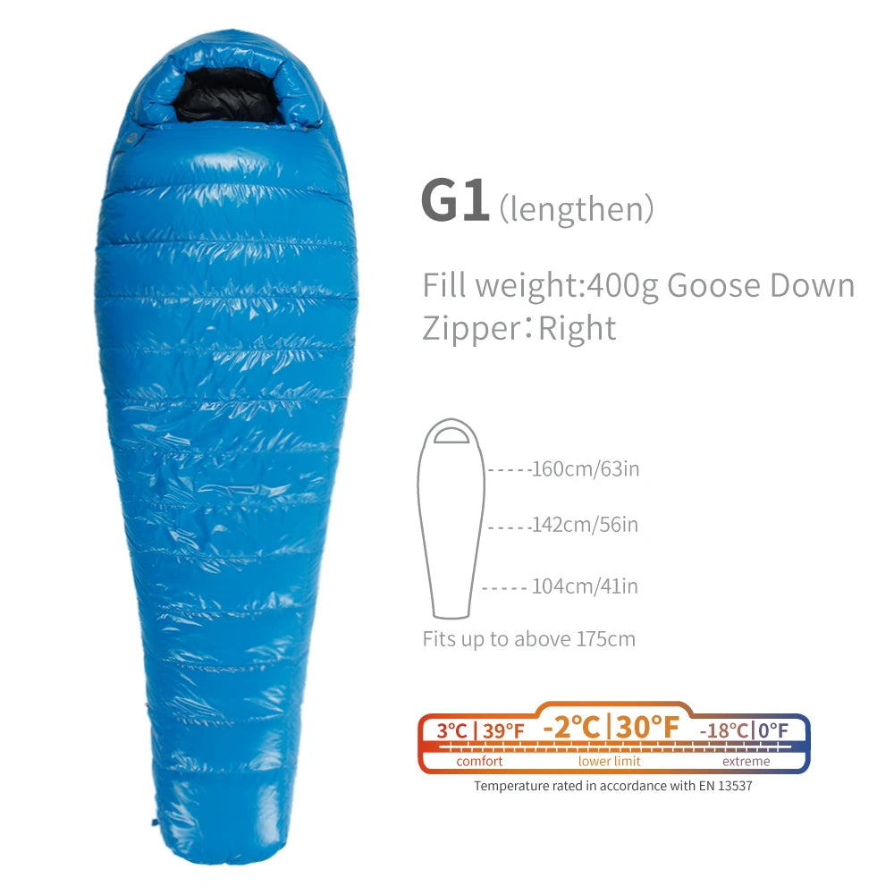 Purilite Select Lightweight Goose Down Sleeping Bag | 800FP Backpacking Winter Camping Mummy Sleeping Bag