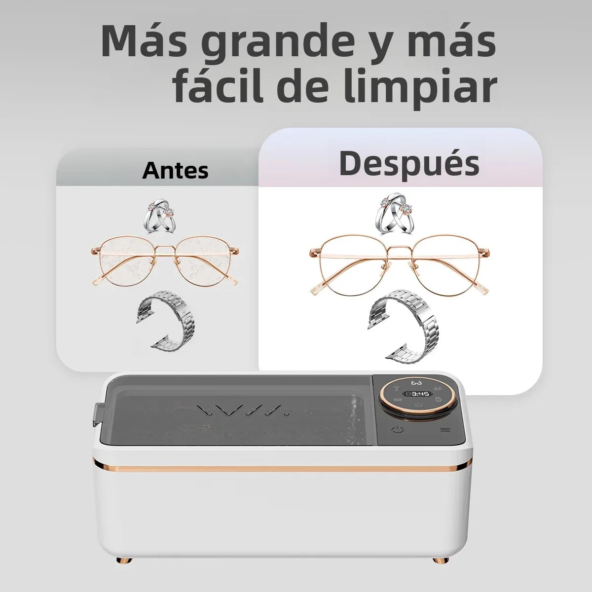 Purilite Select 55KHz Ultrasonic Cleaning Machine, Soundwave Deep Cleaner for Glasses, Jewelry, Dentures, Makeup Brushes & Small Accessories