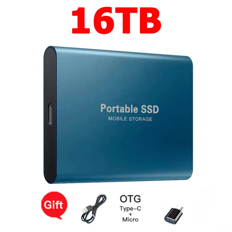 Purilite Select 16TB Portable SSD USB-C External Solid State Drive | High-Speed USB 3.1 Storage Drive for Laptop, Desktop, Mac & Android File Backup