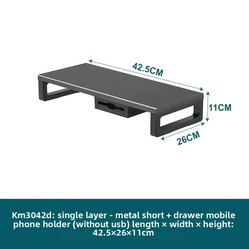 🖥️ Purilite Select™ Metal Monitor Riser with Dual-Layer Drawer & Wireless Charging