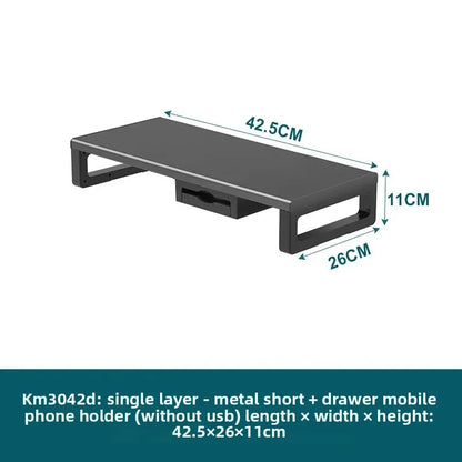 🖥️ Purilite Select™ Metal Monitor Riser with Dual-Layer Drawer & Wireless Charging