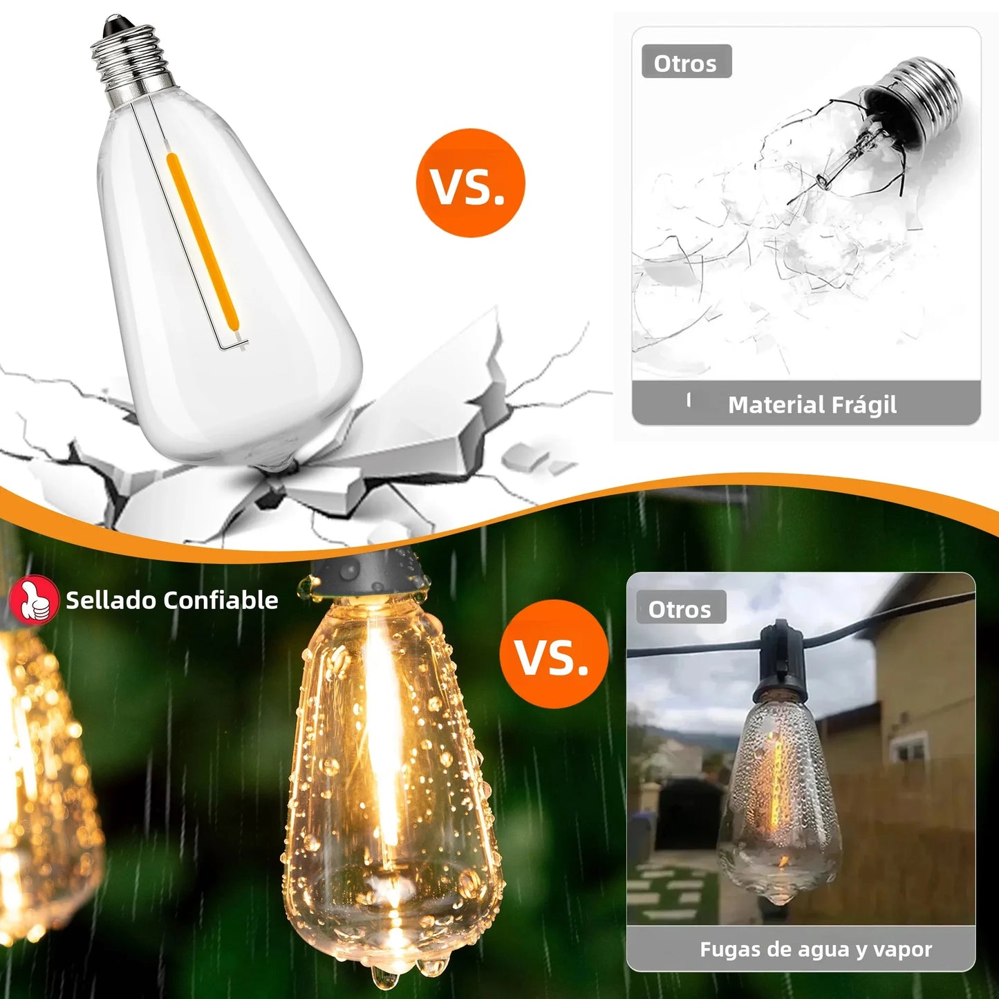 Purilite Select ST38 Outdoor String Lights with Remote Control, Dimmable Warm White 2700K Patio Garden Decorative Lights
