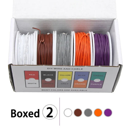 Purilite Select UL1007 PVC Insulated Stranded Wire Kit 30AWG / 28AWG / 26AWG / 24AWG / 22AWG / 20AWG / 18AWG / 16AWG 5-Color Electrical Hook-Up Cable Set