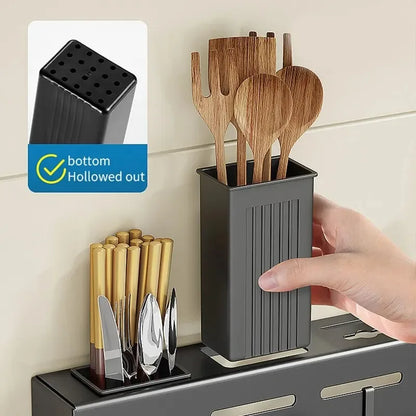 Wall Organizer Multi Purpose Kitchen Storage Rack for Utensils Pots Pans Hanging Space Saving No Drill Mount Heavy Duty