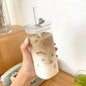 Purilite Select – Square Heat-Resistant Glass Coffee Cup with Lid &amp; Straw